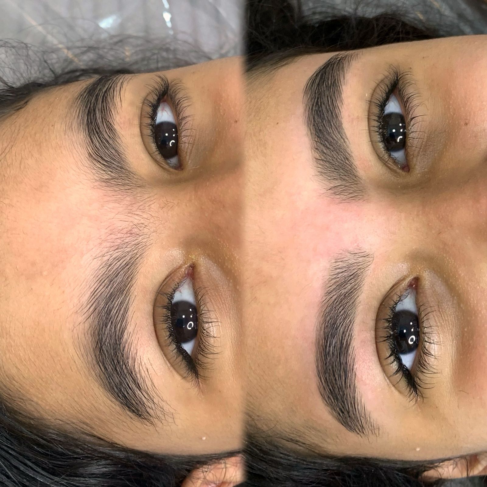 Brow lamination com fios alinhados